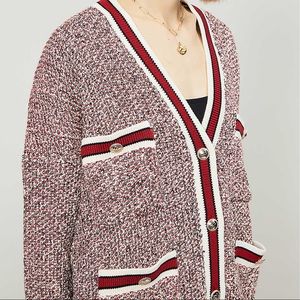 Maje relaxed fit cardigan/ blazer in burgundy